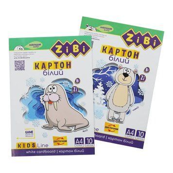 Набір білого двостороннього картону А4 KIDS Line ZB.1991, 180 г/м&sup2;, 10 аркушів ZB.1991 фото